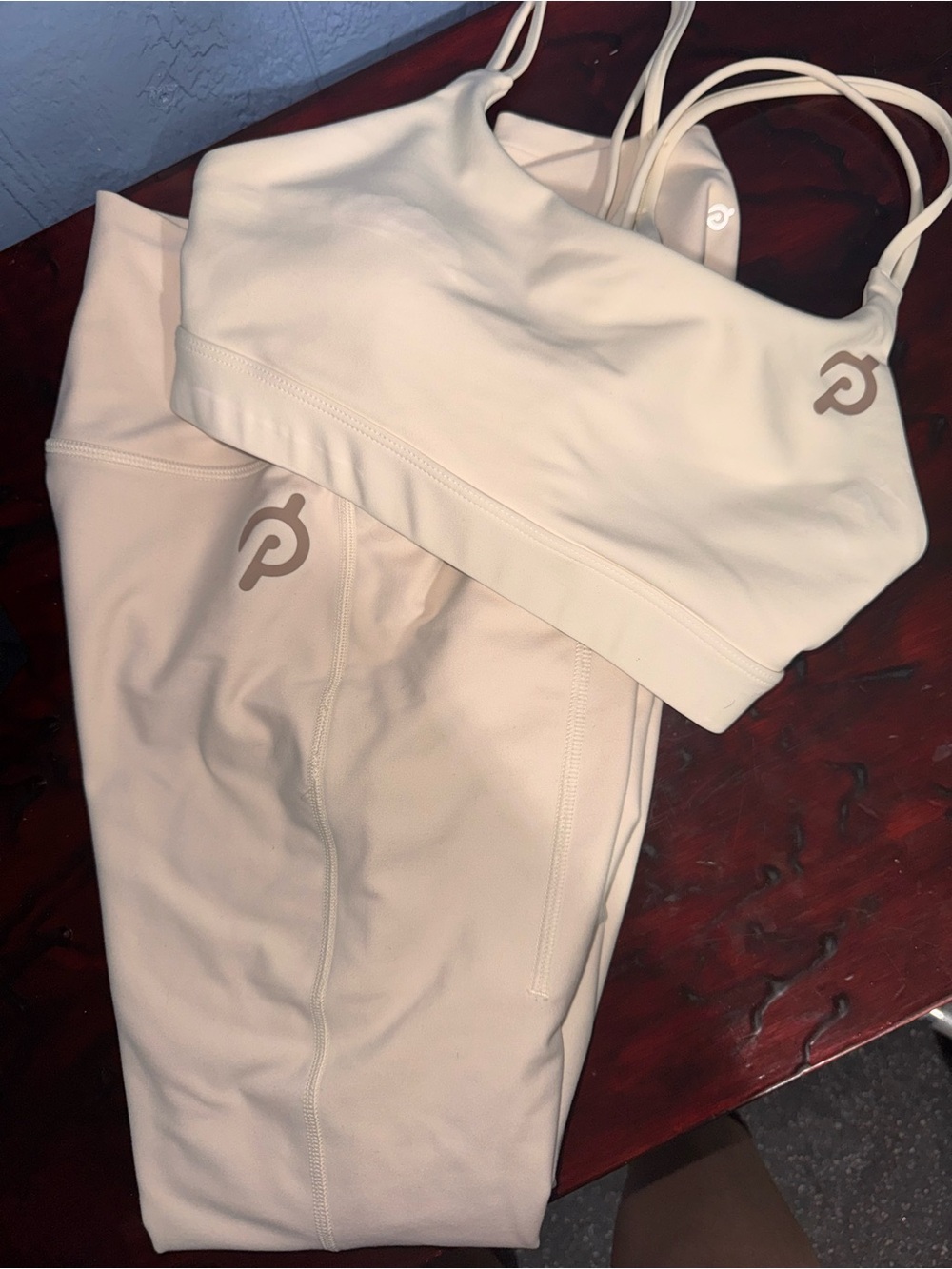 Peloton Light Cream Sports Bra & Leggings Set